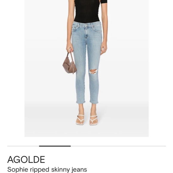 AGOLDE Sophie Light Blue Ripped Skinny Jeans - Picture 1 of 5